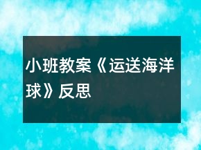 小班教案《運送海洋球》反思