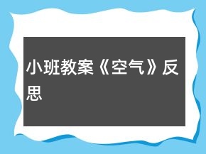 小班教案《空氣》反思