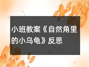 小班教案《自然角里的小烏龜》反思