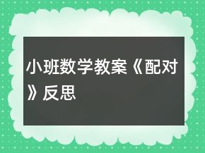 小班數(shù)學(xué)教案《配對(duì)》反思