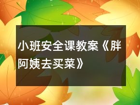 小班安全課教案《胖阿姨去買(mǎi)菜》