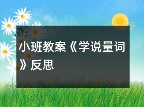 小班教案《學(xué)說量詞》反思