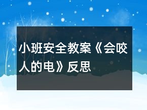 小班安全教案《會(huì)咬人的電》反思