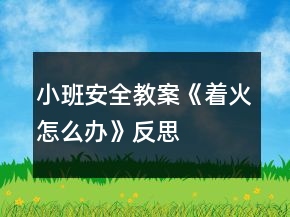 小班安全教案《著火怎么辦》反思