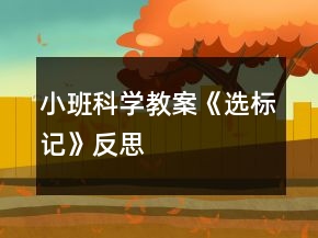 小班科學(xué)教案《選標(biāo)記》反思