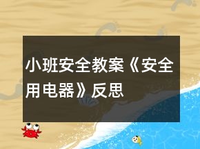 小班安全教案《安全用電器》反思