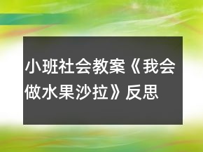 小班社會(huì)教案《我會(huì)做水果沙拉》反思