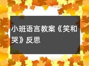 小班語言教案《笑和哭》反思