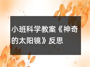 小班科學(xué)教案《神奇的太陽鏡》反思