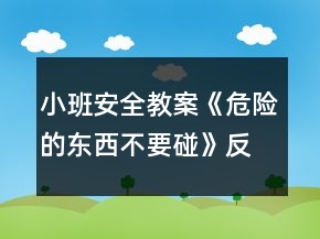 小班安全教案《危險的東西不要碰》反思