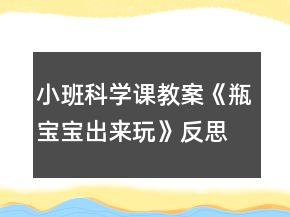 小班科學課教案《瓶寶寶出來玩》反思