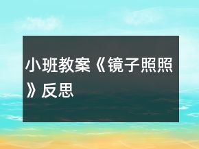 小班教案《鏡子照照》反思