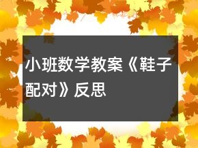 小班數(shù)學教案《鞋子配對》反思
