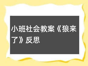 小班社會教案《狼來了》反思