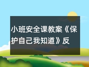小班安全課教案《保護自己我知道》反思