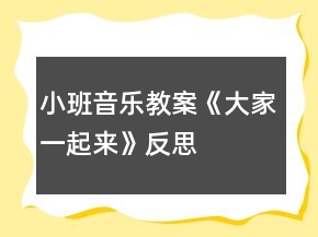 小班音樂教案《大家一起來》反思
