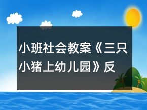 小班社會教案《三只小豬上幼兒園》反思