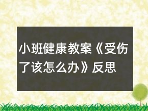小班健康教案《受傷了該怎么辦》反思