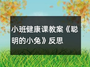 小班健康課教案《聰明的小兔》反思