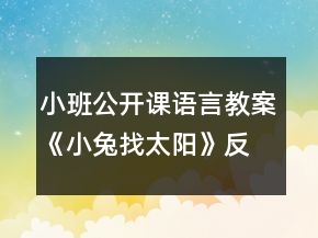 小班公開課語言教案《小兔找太陽》反思