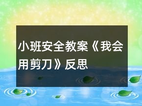 小班安全教案《我會(huì)用剪刀》反思