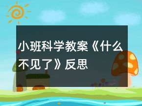 小班科學(xué)教案《什么不見(jiàn)了》反思