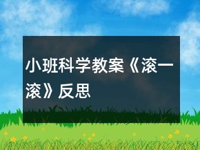 小班科學(xué)教案《滾一滾》反思