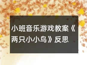 小班音樂游戲教案《兩只小小鳥》反思