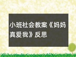 小班社會教案《媽媽真愛我》反思
