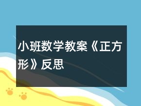 小班數(shù)學(xué)教案《正方形》反思
