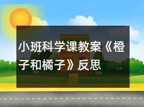 小班科學課教案《橙子和橘子》反思
