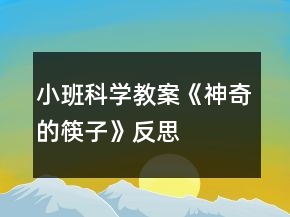 小班科學(xué)教案《神奇的筷子》反思