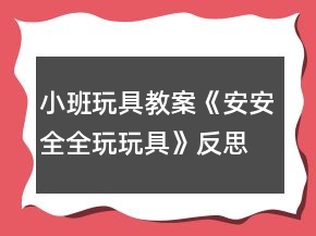 小班玩具教案《安安全全玩玩具》反思