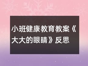 小班健康教育教案《大大的眼睛》反思