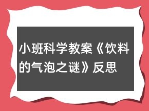 小班科學(xué)教案《飲料的氣泡之謎》反思