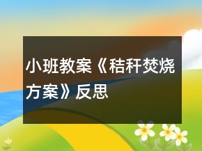 小班教案《秸稈焚燒方案》反思
