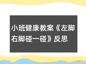 小班健康教案《左腳右腳碰一碰》反思