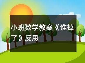 小班數(shù)學(xué)教案《誰(shuí)掉了》反思