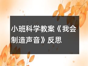小班科學(xué)教案《我會(huì)制造聲音》反思