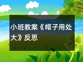 小班教案《帽子用處大》反思