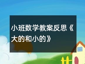 小班數(shù)學(xué)教案反思《大的和小的》