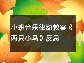 小班音樂律動教案《兩只小鳥》反思
