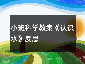 小班科學(xué)教案《認(rèn)識(shí)水》反思
