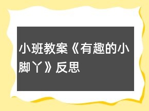 小班教案《有趣的小腳丫》反思