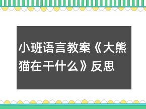 小班語言教案《大熊貓在干什么》反思