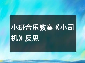 小班音樂教案《小司機(jī)》反思