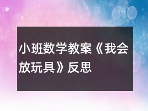 小班數(shù)學(xué)教案《我會放玩具》反思