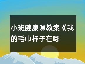 小班健康課教案《我的毛巾、杯子在哪里》反思