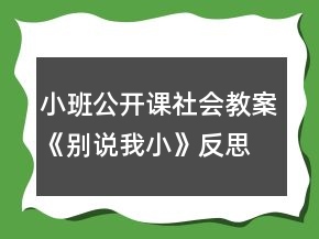 小班公開課社會(huì)教案《別說我小》反思