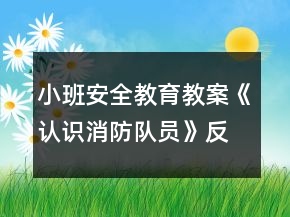 小班安全教育教案《認(rèn)識消防隊員》反思